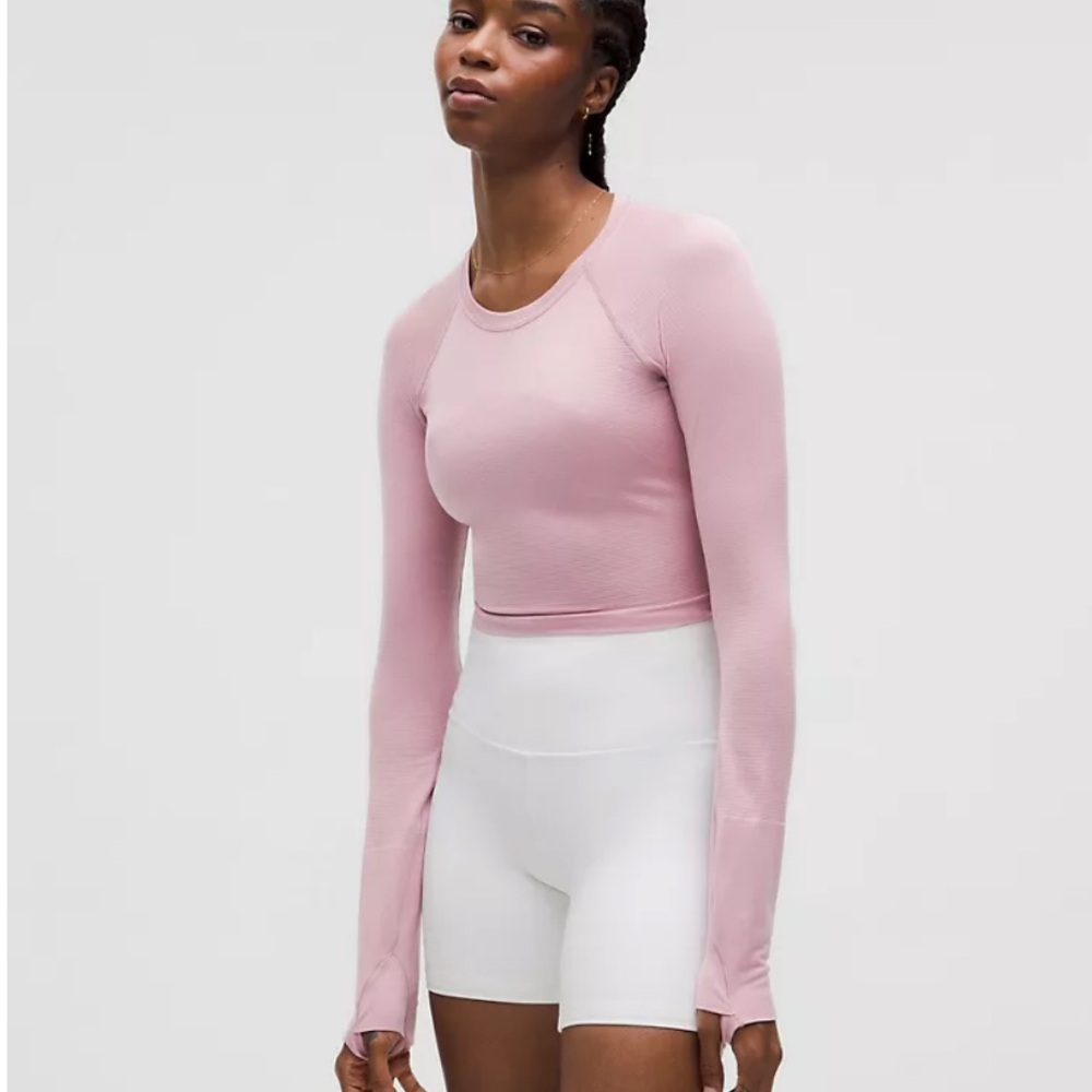 Lululemon Rose Blush Swiftly Tech Crop Long Sleeve Top